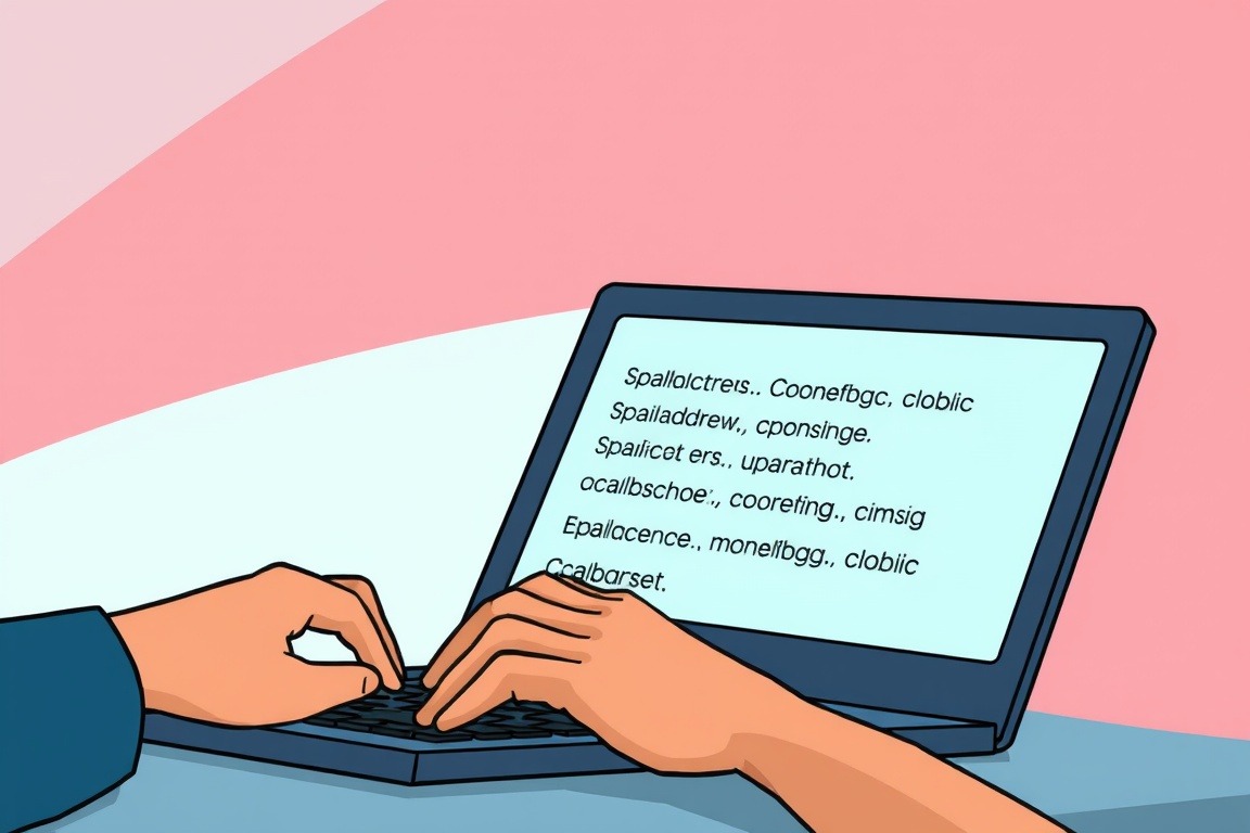 A person types on a laptop while looking at a list of generated email addresses.